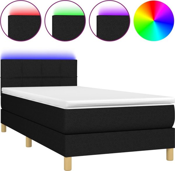 vidaXL Lozko kontynentalne z materacem czarne 80x200 cm tkanina