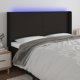 vidaXL Κεφαλάρι κρεβατιού με LED, μαύρο, 203x16x118/128 εκ., ύφασμα