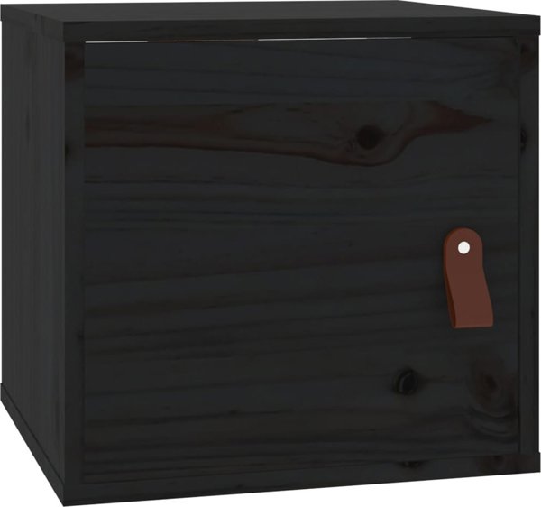 vidaXL Σετ 2 επιτοιχίες ντουλάπες, μαύρες, 31,5x30x30 εκ, κατασκευασμένες από ξύλο πεύκου