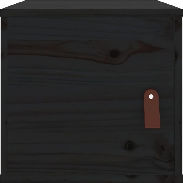 vidaXL Σετ 2 επιτοιχίες ντουλάπες, μαύρες, 31,5x30x30 εκ, κατασκευασμένες από ξύλο πεύκου