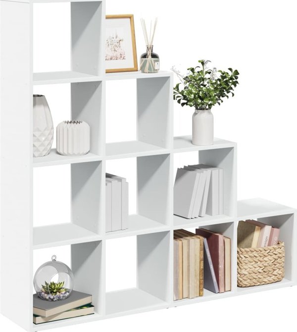 vidaXL Διαχωριστικό ράφι, 4 επίπεδα, λευκό, 131,5x29x131,5 cm
