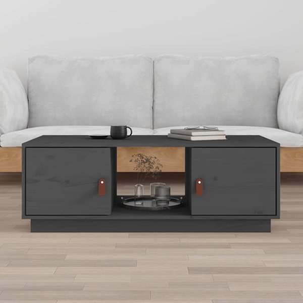 vidaXL Stolik kawowy, szary, 100x50x35 cm, lite drewno sosnowe