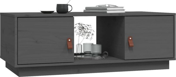 vidaXL Stolik kawowy, szary, 100x50x35 cm, lite drewno sosnowe