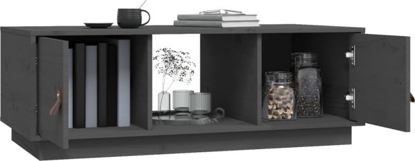 vidaXL Stolik kawowy, szary, 100x50x35 cm, lite drewno sosnowe