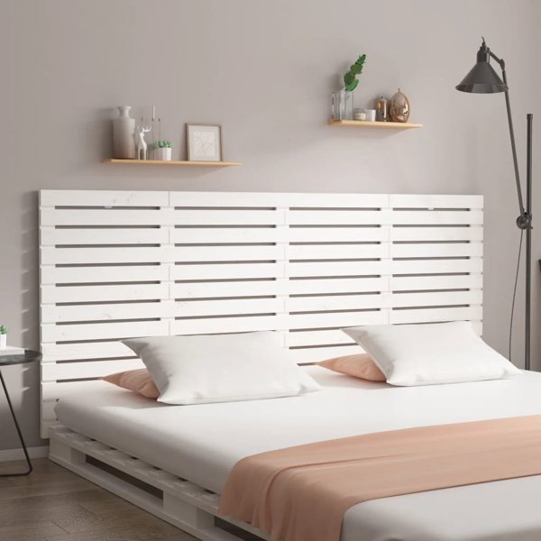 vidaXL Κεφαλάρι κρεβατιού, λευκό, 206x3x91,5 εκ, μασίφ πεύκο