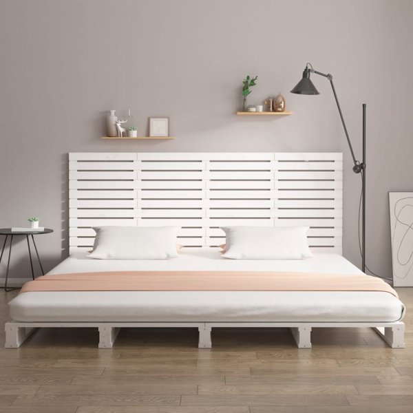vidaXL Κεφαλάρι κρεβατιού, λευκό, 206x3x91,5 εκ, μασίφ πεύκο