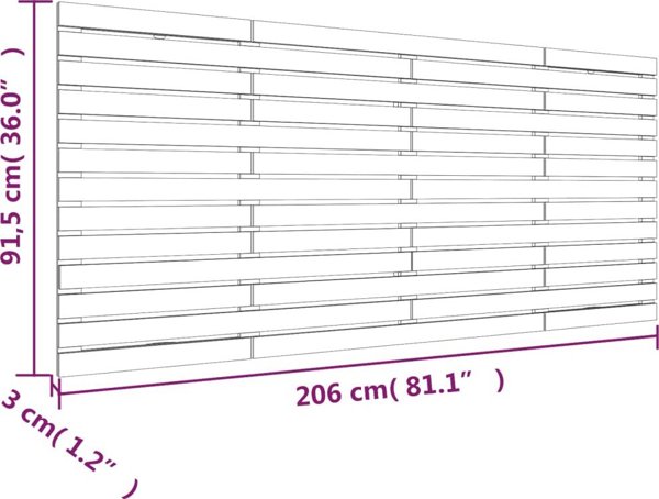 vidaXL Κεφαλάρι κρεβατιού, λευκό, 206x3x91,5 εκ, μασίφ πεύκο
