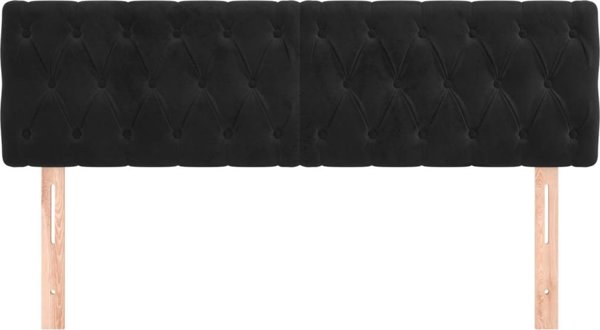 vidaXL Σετ από 2 κεφαλάρια για κρεβάτι, μαύρο, 80x7x78/88 cm, βελούδο