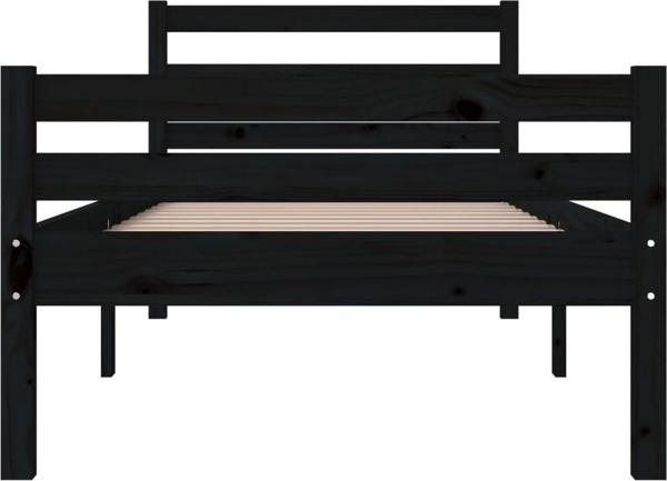 vidaXL Κορνίζα Κρεβατιού, μαύρη, μασίφ ξύλο, 100 x 200 cm