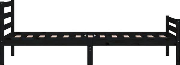 vidaXL Κορνίζα Κρεβατιού, μαύρη, μασίφ ξύλο, 100 x 200 cm