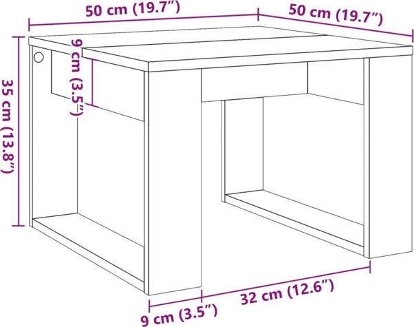 vidaXL Πλαϊνό τραπέζι artisan δρυς 50x50x35 εκ.
