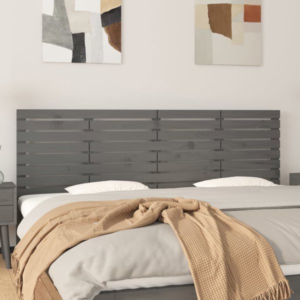 vidaXL Κεφαλάρι κρεβατιού, γκρι, 206x3x63 cm, μασίφ πεύκο