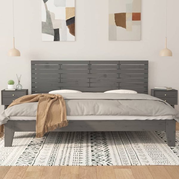 vidaXL Κεφαλάρι κρεβατιού, γκρι, 206x3x63 cm, μασίφ πεύκο