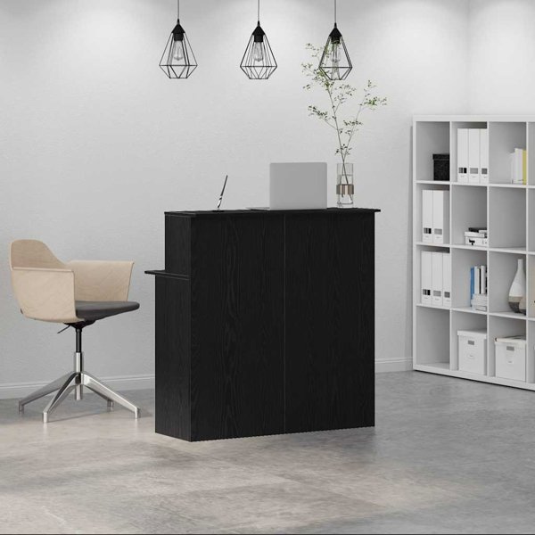 vidaXL Biurko recepcyjne czarne 100x50x103,5 cm Drewno klejone