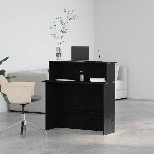 vidaXL Biurko recepcyjne czarne 100x50x103,5 cm Drewno klejone