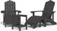 vidaXL Κάθισμα Adirondack με σκαμπό και τραπεζάκι, HDPE, ανθρακί