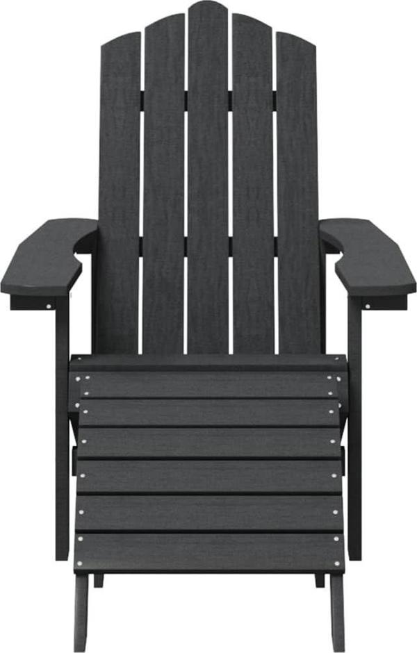 vidaXL Κάθισμα Adirondack με σκαμπό και τραπεζάκι, HDPE, ανθρακί