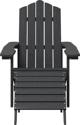 vidaXL Κάθισμα Adirondack με σκαμπό και τραπεζάκι, HDPE, ανθρακί