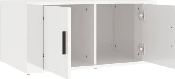 vidaXL Τραπεζάκι καφέ λευκό υψηλής γυαλάδας, 80x50x36 cm