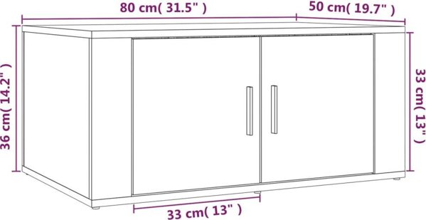 vidaXL Τραπεζάκι καφέ λευκό υψηλής γυαλάδας, 80x50x36 cm