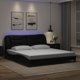 vidaXL Rama κρεβατιού με LED, μαύρη, 180x200 εκ., συνθετικό δέρμα