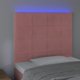 vidaXL Κεφαλάρι κρεβατιού με LED, ροζ βελούδο, 80x5x118/128 εκ.