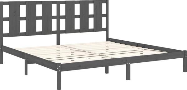 vidaXL Κρεβατοκάμαρα κά FRAME, γκρι, μασίφ πεύκο, 200x200 εκ