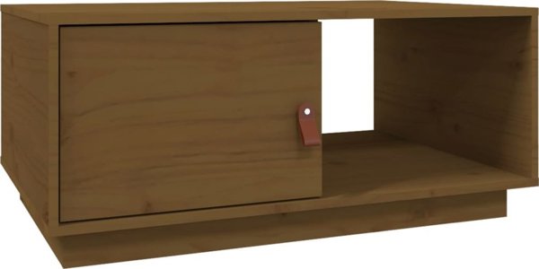 Stolik kawowy miodowy braz 80x50x35.5 cm lite drewno sosnowe
