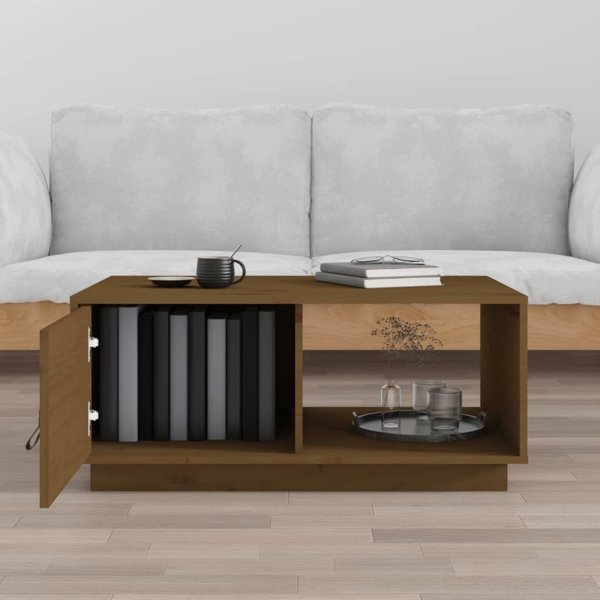 Stolik kawowy miodowy braz 80x50x35.5 cm lite drewno sosnowe