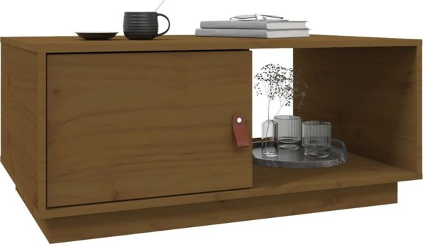 Stolik kawowy miodowy braz 80x50x35.5 cm lite drewno sosnowe