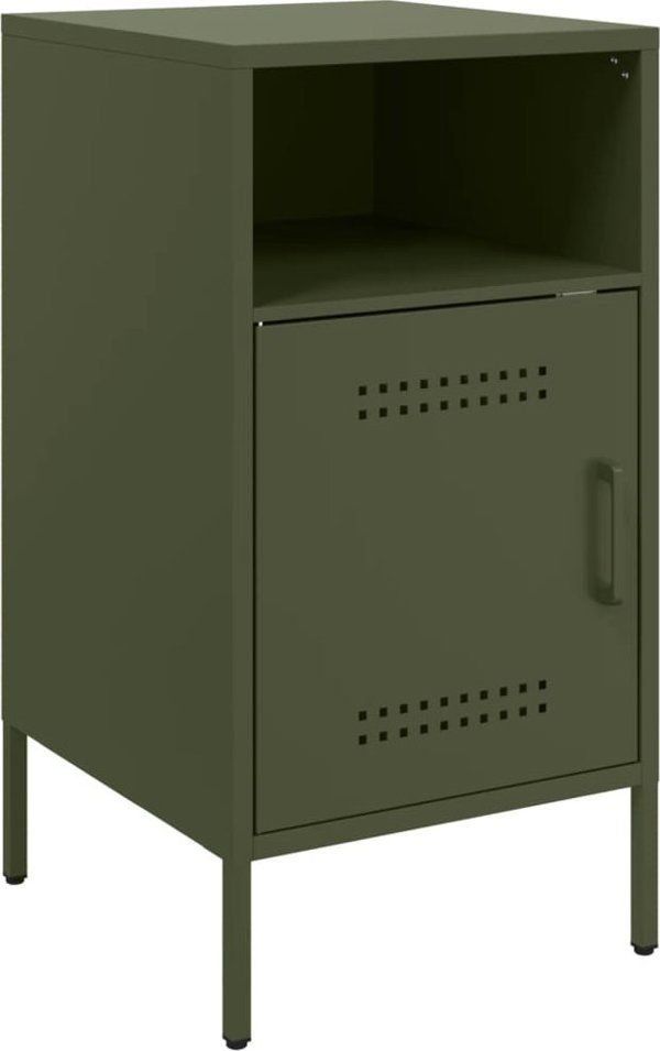 vidaXL Szafka nocna, oliwkowa, 36x39x68 cm, stal