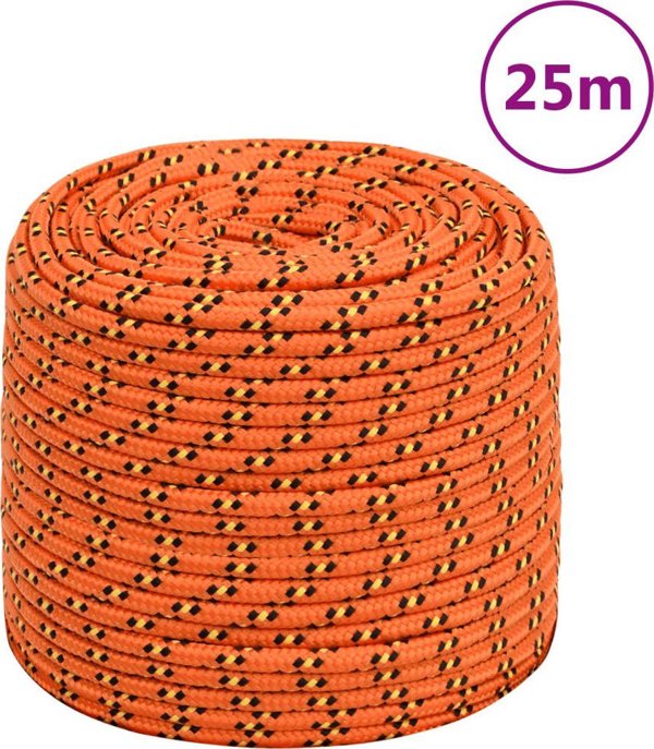 vidaXL Linka zeglarska, portokali, 10 mm, 25 m, polipropylen