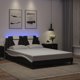 vidaXL Κορνίζα Κρεβατιού με LED, Μαύρο-Άσπρο, 140x200 εκ., Τεχνητό Δέρμα