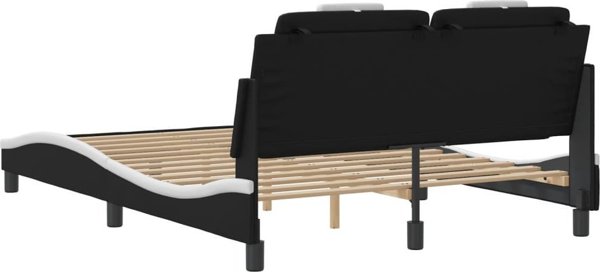 vidaXL Κορνίζα Κρεβατιού με LED, Μαύρο-Άσπρο, 140x200 εκ., Τεχνητό Δέρμα