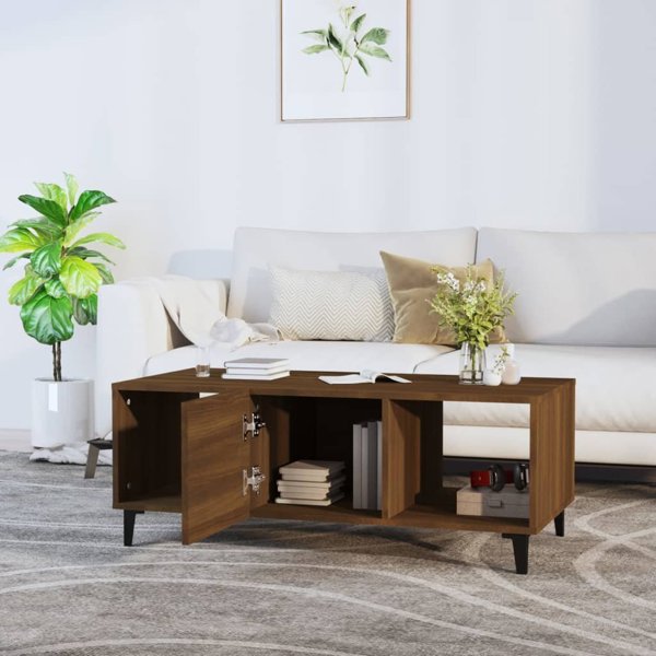 vidaXL Τραπεζάκι καφέ, καφέ δρυς, 102x50x40 cm, υλικό ξύλου