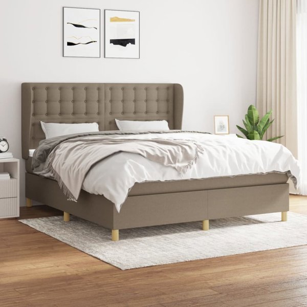 vidaXL Κρεβατι continental με στρώμα, taupe, ύφασμα, 160x200 εκ.
