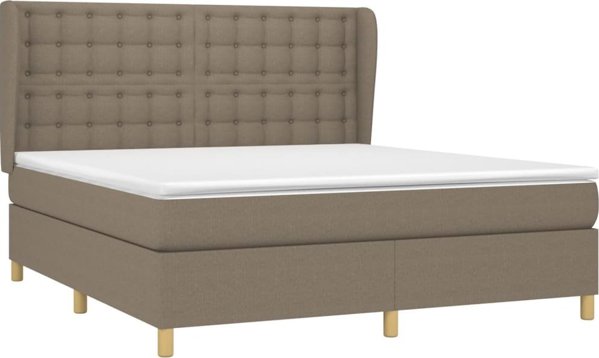 vidaXL Κρεβατι continental με στρώμα, taupe, ύφασμα, 160x200 εκ.