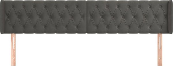 vidaXL Κεφαλάρι ουσάκ 203x16x78/88 cm, βελούδο, σκούρο γκρι