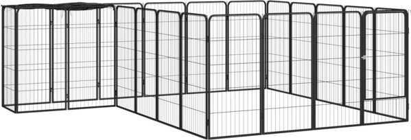 vidaXL vidaXL Kojec dla psa, 22 paneli, czarny, 50x100 cm, stal