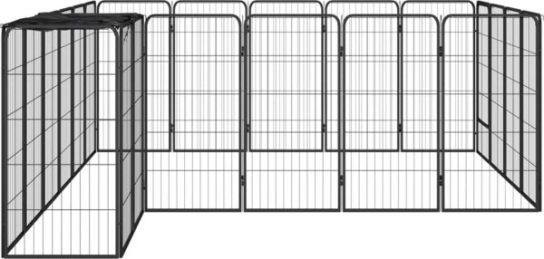 vidaXL vidaXL Kojec dla psa, 22 paneli, czarny, 50x100 cm, stal