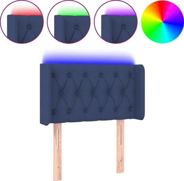 vidaXL Κεφαλάρι κρεβατιού με LED, μπλε, 83x16x78/88 cm, ύφασμα