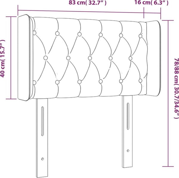 vidaXL Κεφαλάρι κρεβατιού με LED, μπλε, 83x16x78/88 cm, ύφασμα