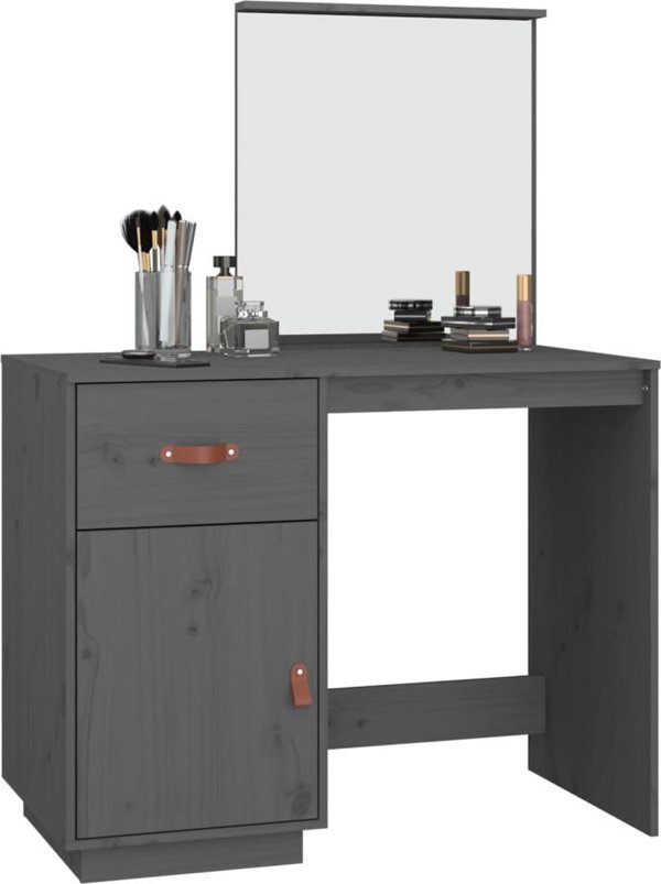 vidaXL Toaletka, szara, 95x50x134 cm, lite drewno sosnowe