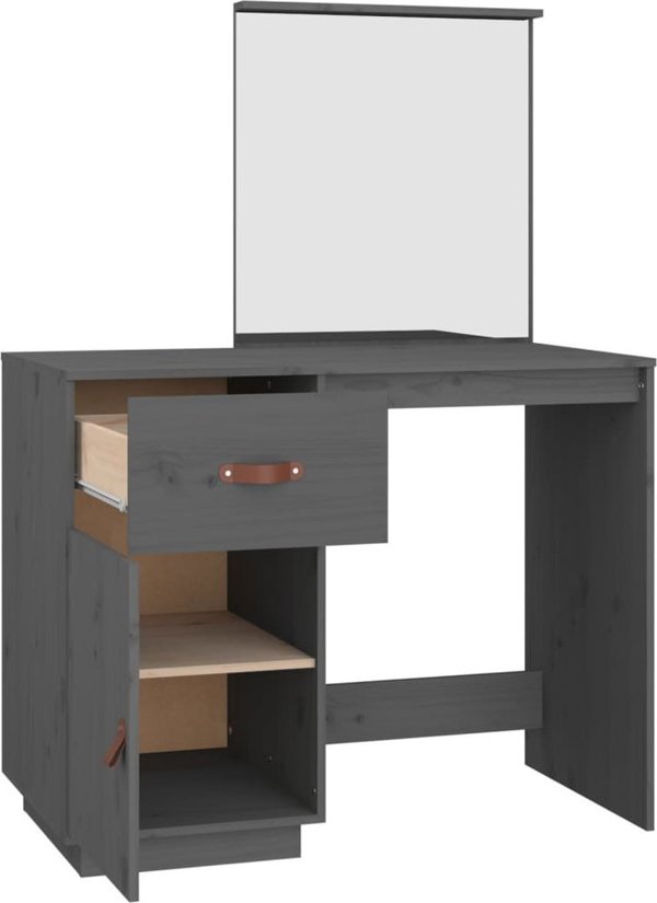 vidaXL Toaletka, szara, 95x50x134 cm, lite drewno sosnowe