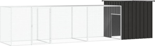 vidaXL Κλουβί για κοτόπουλα, ανθρακί, 400x91x100 εκ, ατσάλι