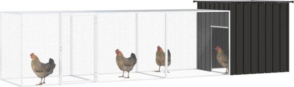 vidaXL Κλουβί για κοτόπουλα, ανθρακί, 400x91x100 εκ, ατσάλι