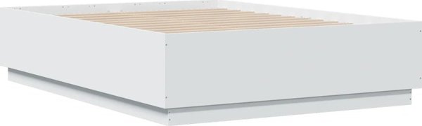 vidaXL Κρεβατοκαframe με LED, λευκό, 135x190 cm, από μοριοσανίδα