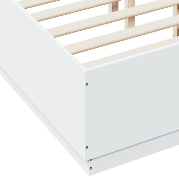 vidaXL Κρεβατοκαframe με LED, λευκό, 135x190 cm, από μοριοσανίδα