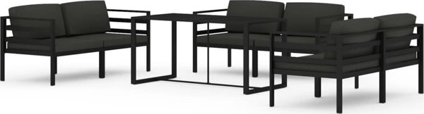 vidaXL vidaXL 7-cz. zestaw mebli ogrodowych, poduszki, aluminium, antracyt