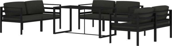 vidaXL vidaXL 7-cz. zestaw mebli ogrodowych, poduszki, aluminium, antracyt